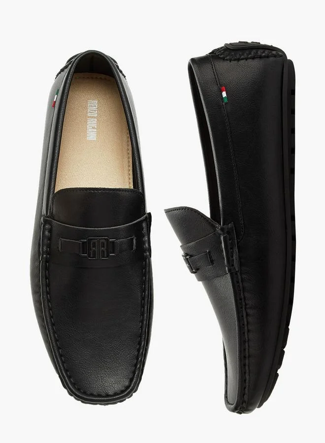 Renzo Ruganni Men Logo Accent Slip-On Loafers